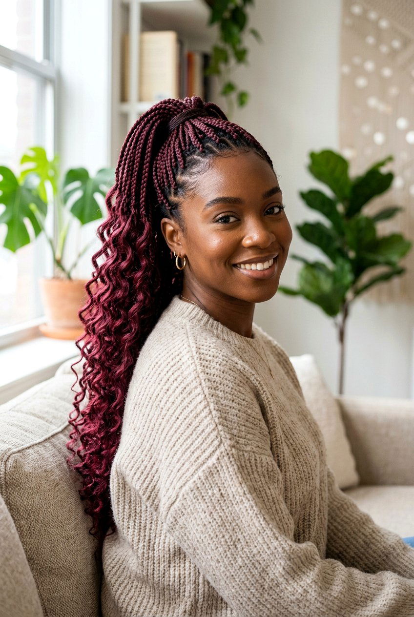 Burgundy Goddess Braids Ponytail - 20 goddess braids ponytail for women - 20 goddess braids ponytail for women