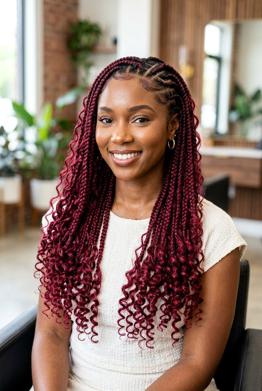 Burgundy Goddess Braids - 20 goddess braids hairstyles - 20 goddess braids hairstyles