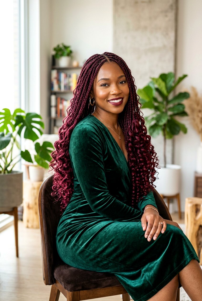 Burgundy Goddess Knotless Braids - 20 goddess knotless braids styles - 20 goddess knotless braids styles