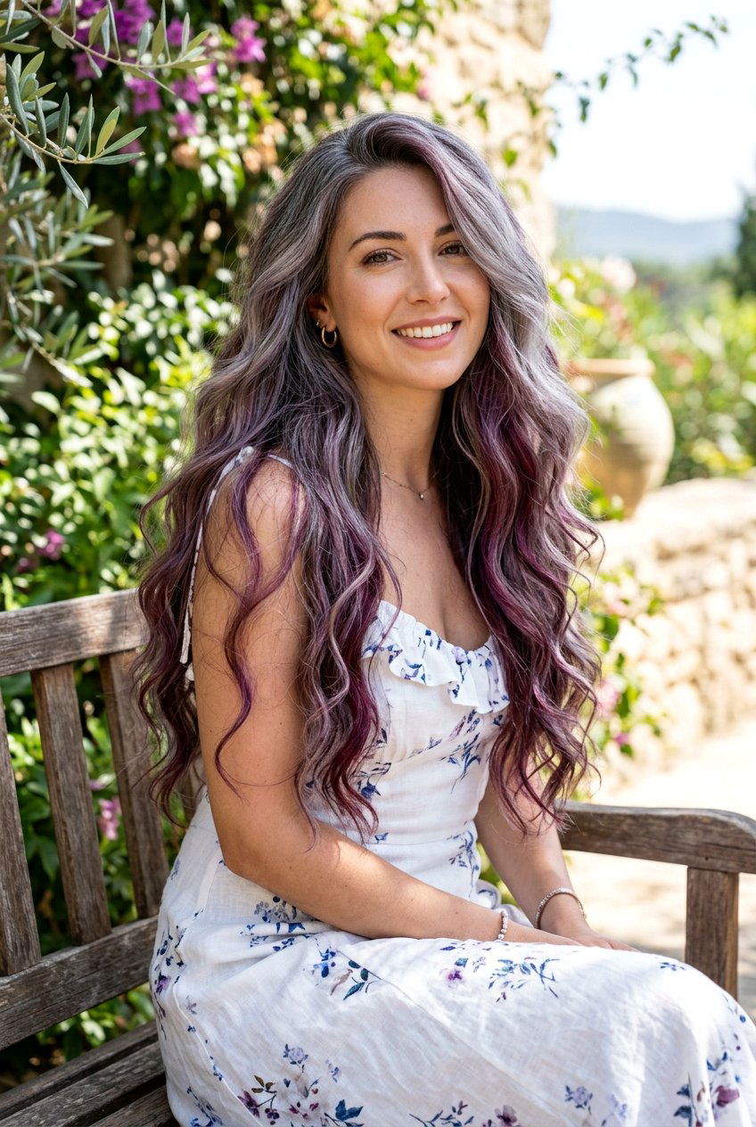 Burgundy Gray Blend Balayage Long Hair - 20 burgundy gray blend for mature women - 20 burgundy gray blend for mature women