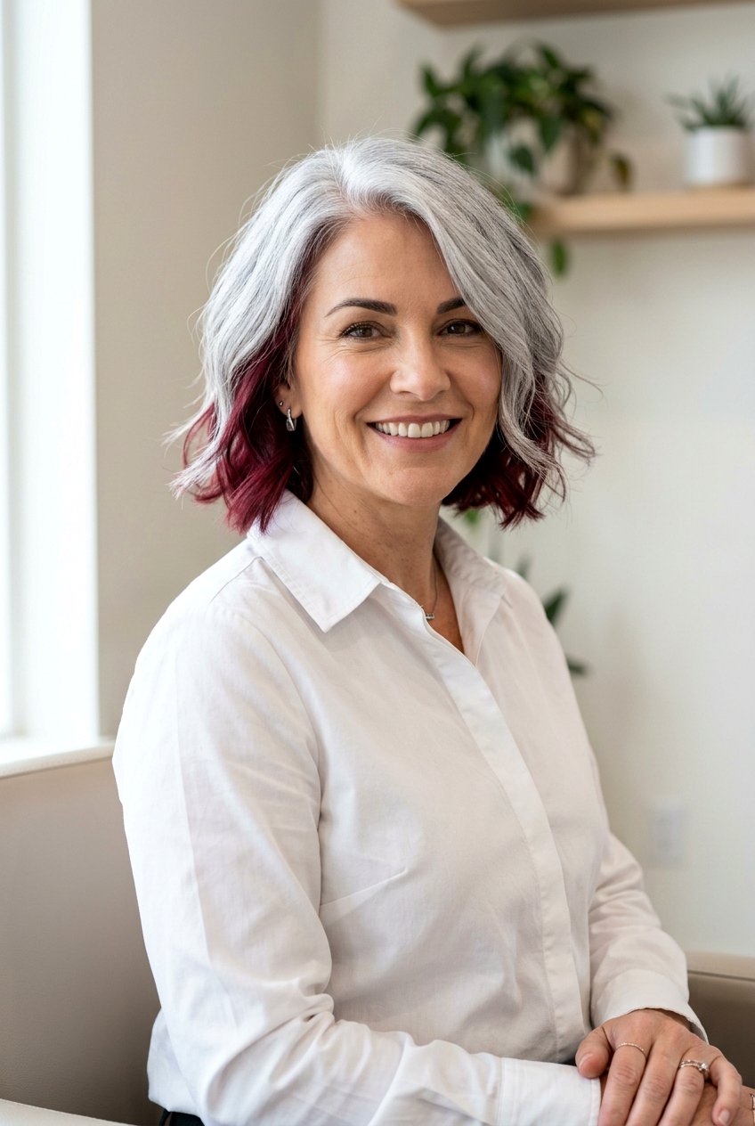 20 Stunning Burgundy Gray Blend For Mature Women Hairstyles