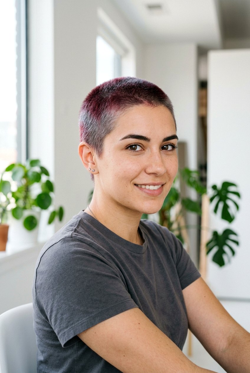 Burgundy Gray Blend Buzz Cut - 20 burgundy gray blend for mature women - 20 burgundy gray blend for mature women