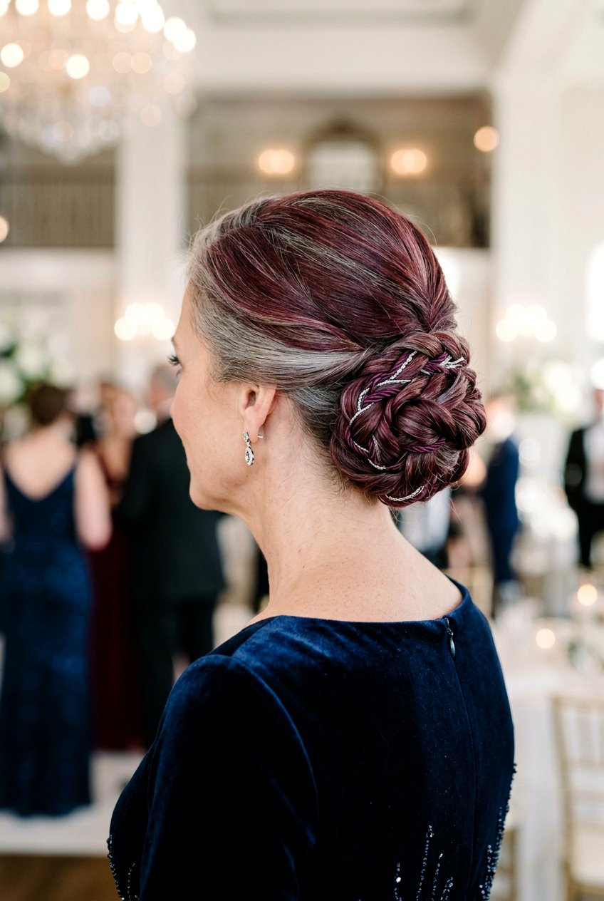 Burgundy Gray Blend Low Bun Updo - 20 burgundy gray blend for mature women - 20 burgundy gray blend for mature women