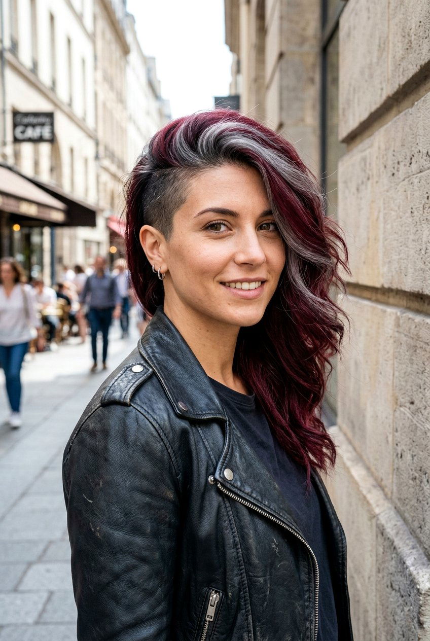 Burgundy Gray Blend Undercut - 20 burgundy gray blend for mature women - 20 burgundy gray blend for mature women