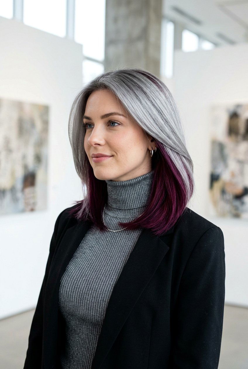 Burgundy Gray Blend Underlayer Color - 20 burgundy gray blend for mature women - 20 burgundy gray blend for mature women