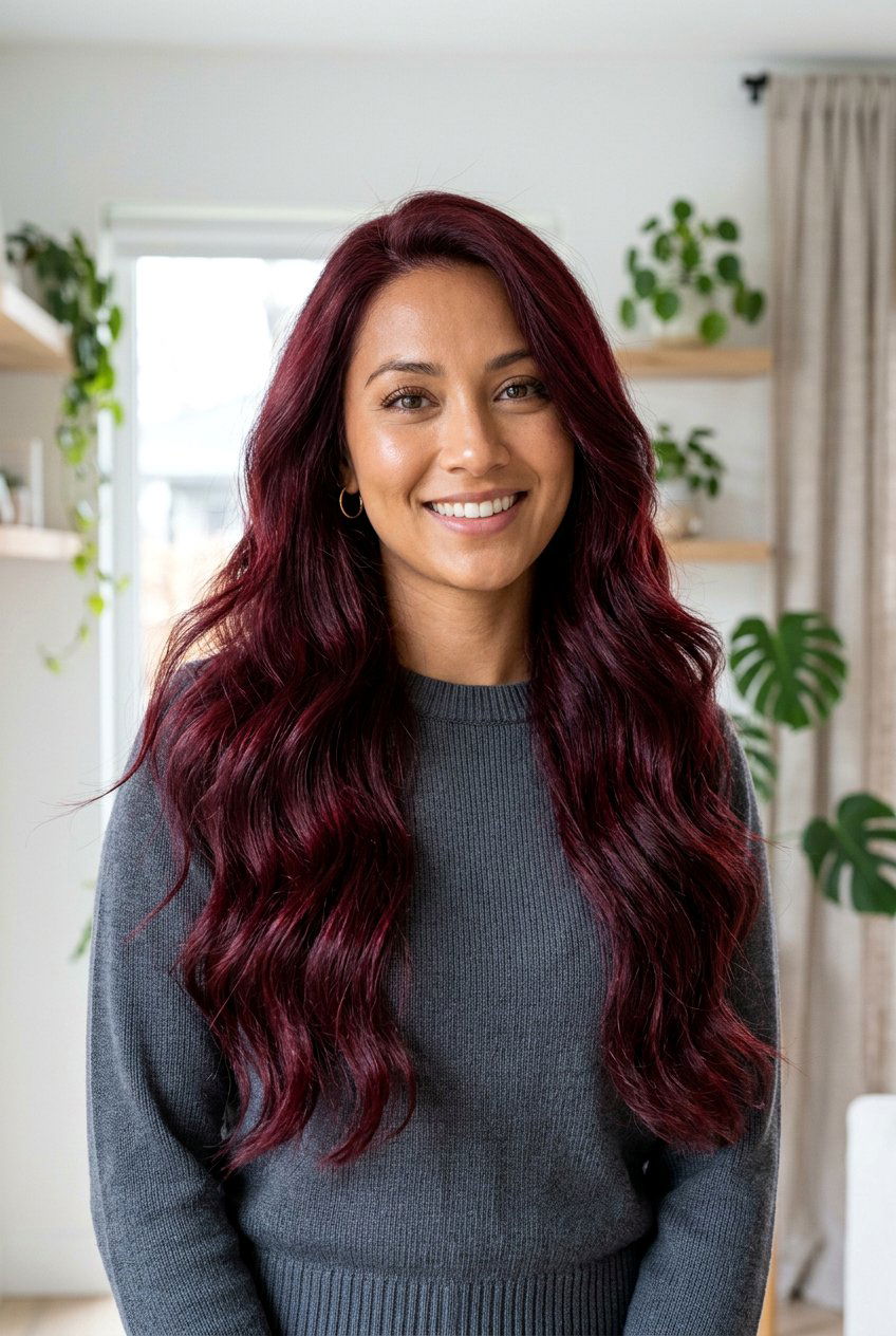 Burgundy Hair Color - 20 hair color ideas for tan skin - 20 hair color ideas for tan skin