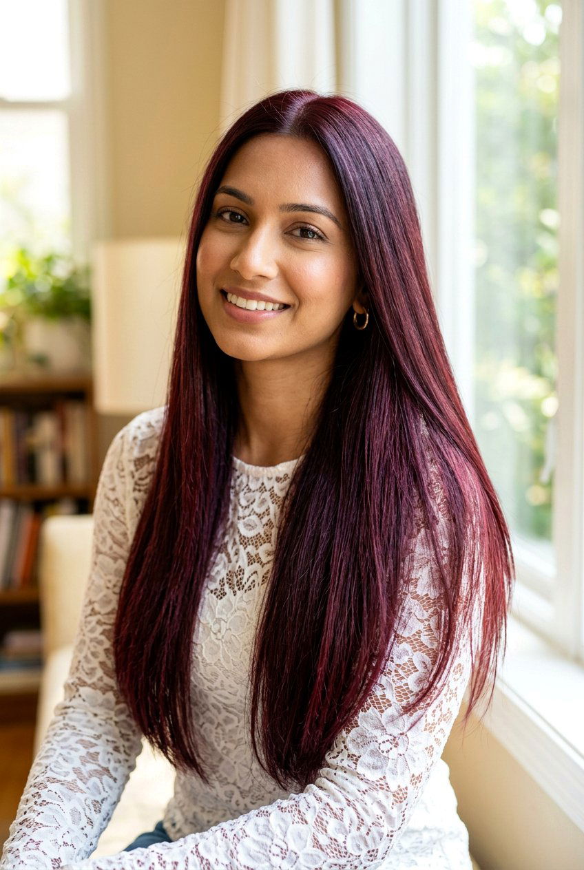 Burgundy Hair Color for Long Straight Hair - 20 hair color ideas for long straight hair - 20 hair color ideas for long straight hair