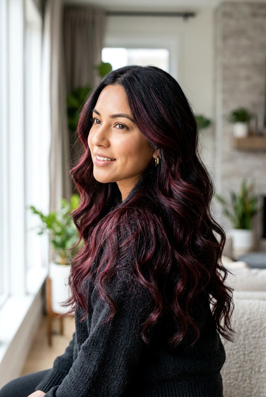 Burgundy Highlights Black Hair - 20 black hair with red highlights - 20 black hair with red highlights