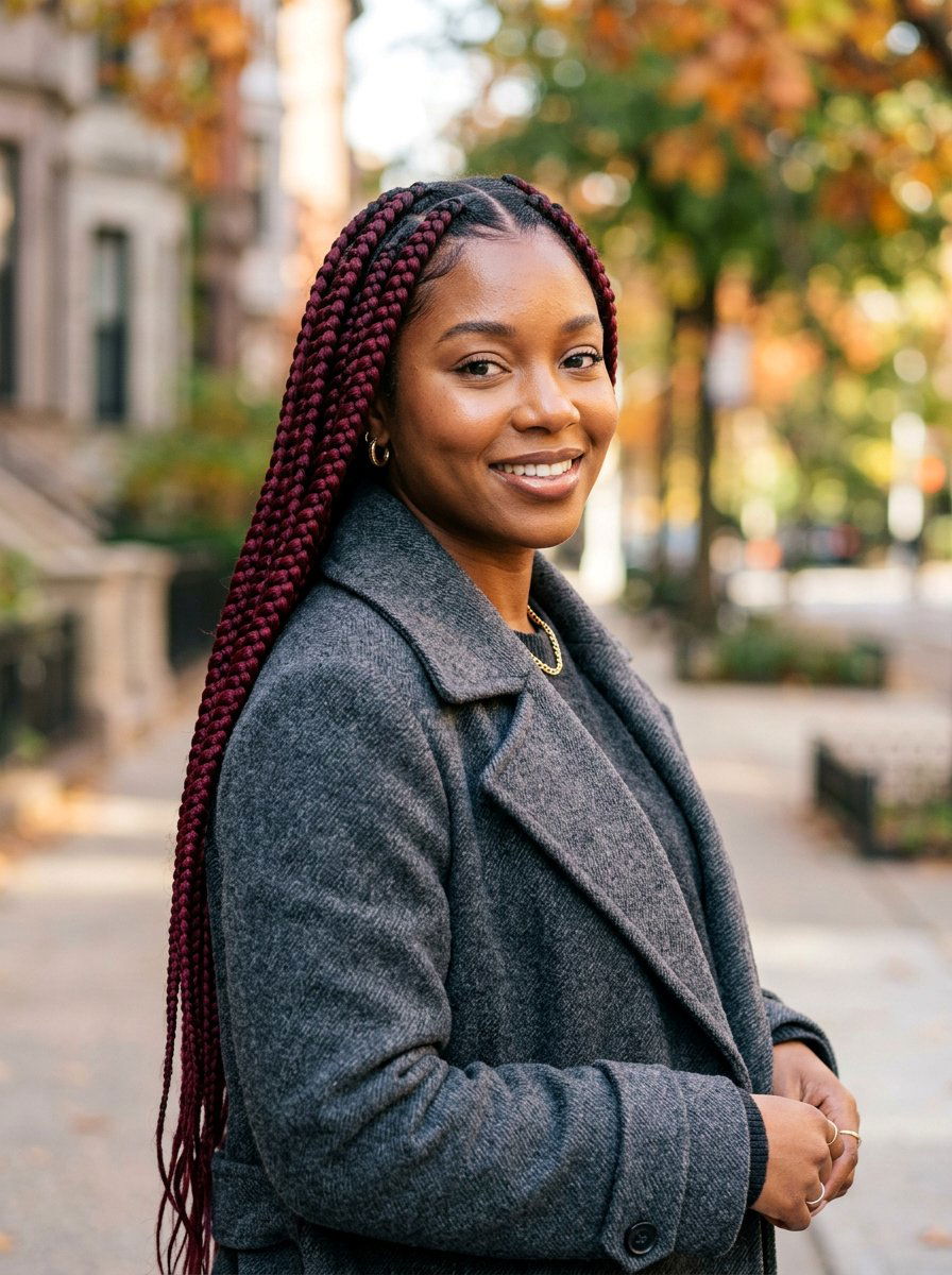 Burgundy Large Knotless Braids - 20 large knotless braids hairstyles - 20 large knotless braids hairstyles