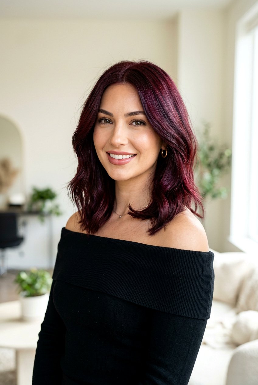 Burgundy Lob - 20 hair color ideas for lobs - 20 hair color ideas for lobs