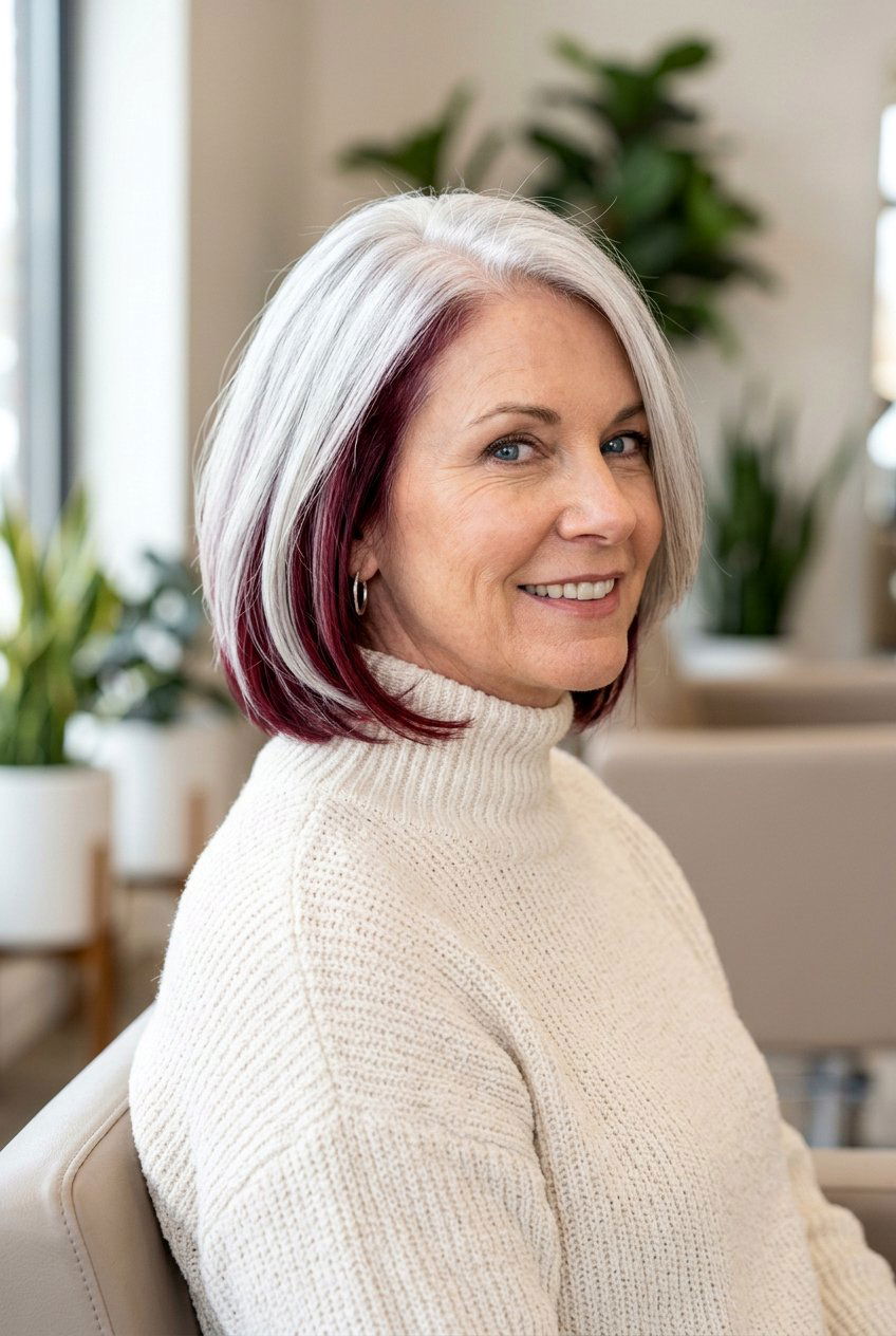 Burgundy Lowlights For Silver Hair - 20 burgundy highlights for mature women - 20 burgundy highlights for mature women