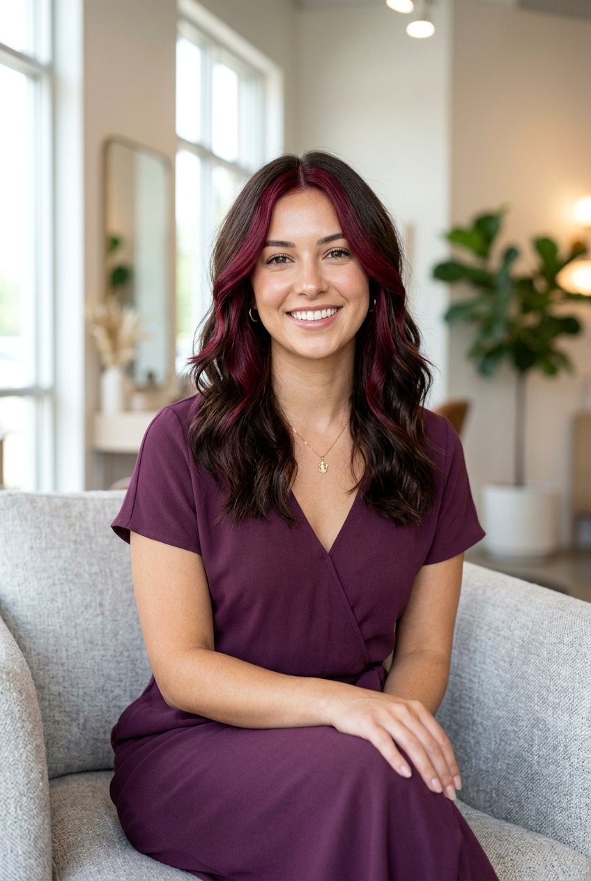 Burgundy Money Piece Dark Brown Shoulder Length Hair - 20 brunette money piece for shoulder length hair - 20 brunette money piece for shoulder length hair