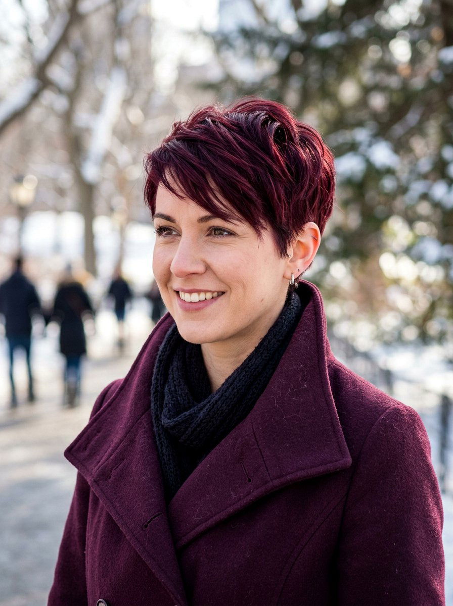 Burgundy Pixie Cut - 20 salon color ideas for pixie cuts - 20 salon color ideas for pixie cuts