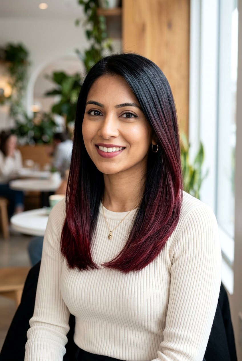 Burgundy Red Balayage on Black Hair - 20 red balayage on black hair - 20 red balayage on black hair