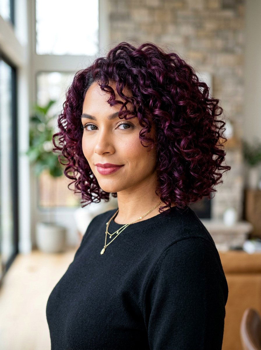 Burgundy Red Curly Bob - 20 red curly bob color ideas - 20 red curly bob color ideas