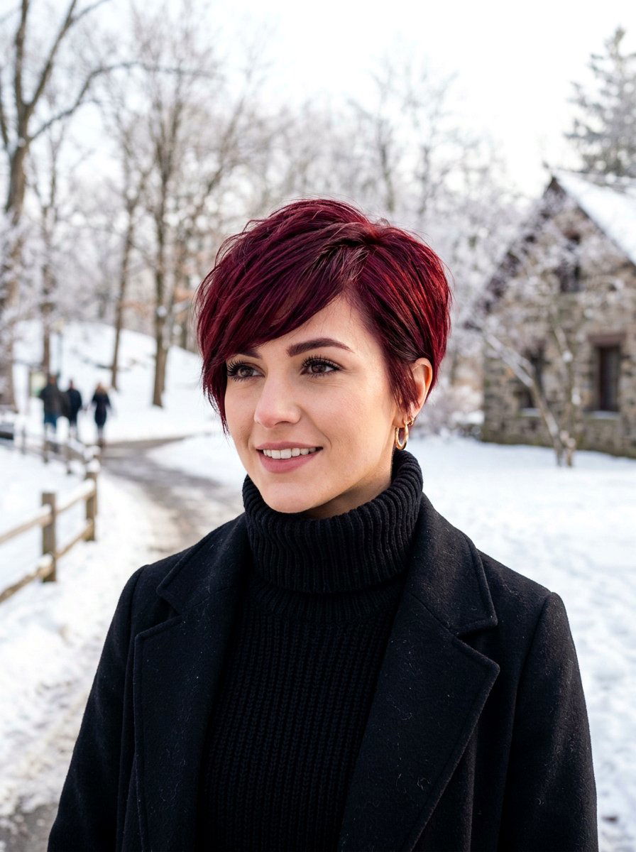 Burgundy Red Pixie - 20 red pixie hair color ideas - 20 red pixie hair color ideas