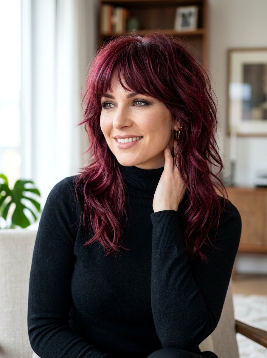 Burgundy Red Shag - 20 red shag hair color ideas - 20 red shag hair color ideas