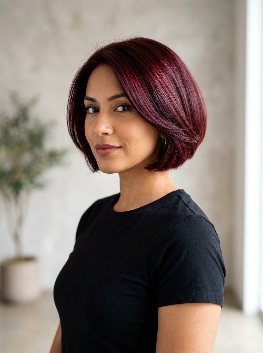 Burgundy Red Short Bob - 20 older women classy hair color ideas - 20 older women classy hair color ideas