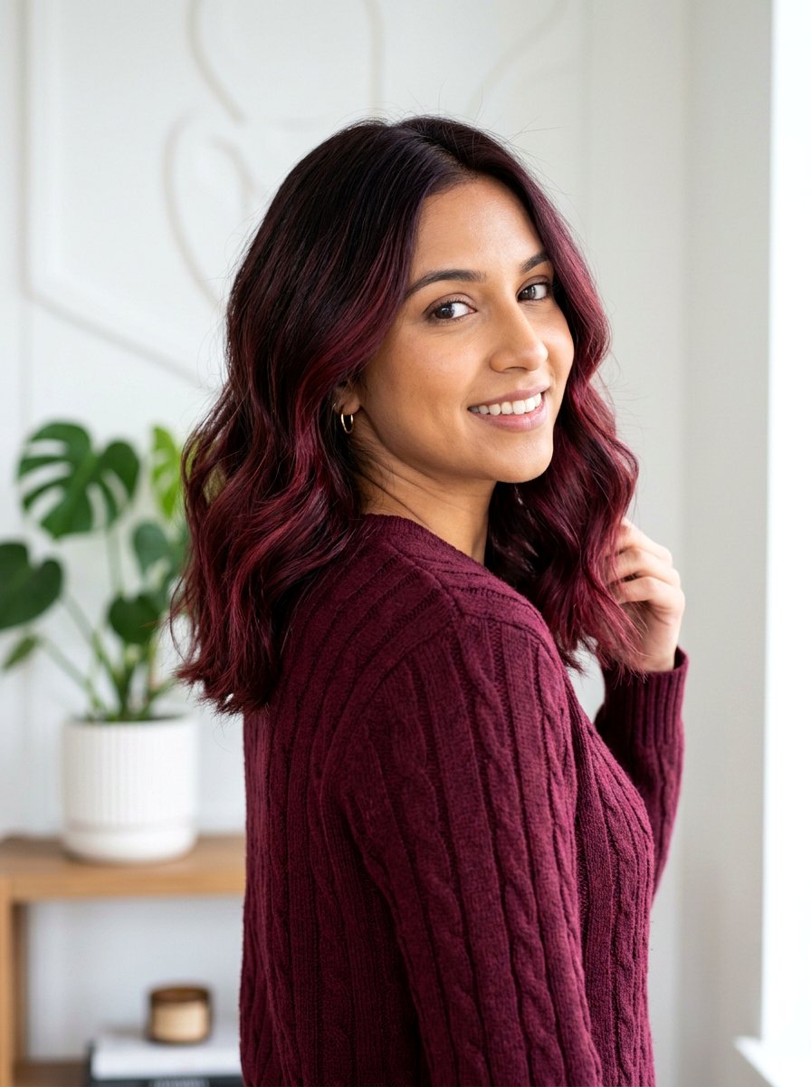 Burgundy Ruby Balayage on Brown Hair - 20 ruby balayage on brunette hair - 20 ruby balayage on brunette hair