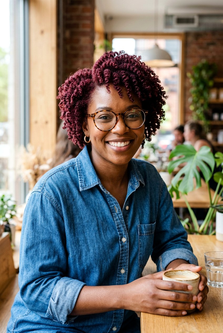 Burgundy Sponge Curls TWA Style - 20 burgundy twa hairstyle - 20 burgundy twa hairstyle