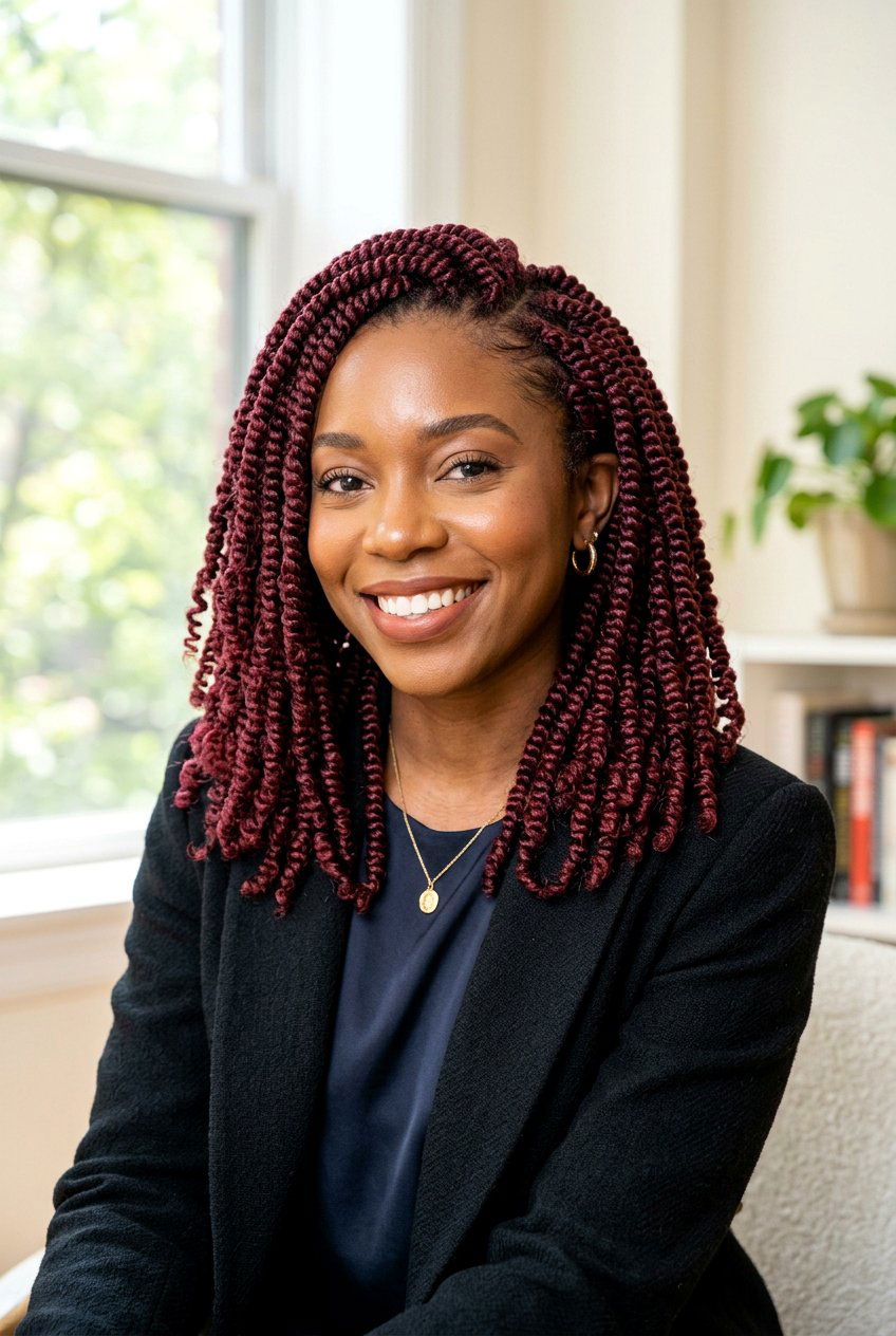 Burgundy Spring Twists - 20 spring twists shoulder length styles - 20 spring twists shoulder length styles