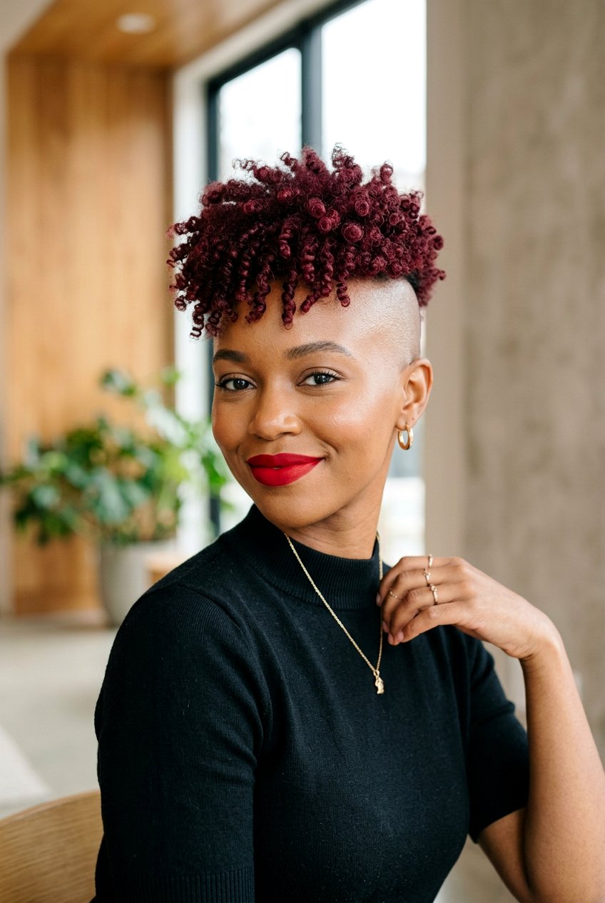 Burgundy TWA Shaved Sides - 20 burgundy twa hairstyle - 20 burgundy twa hairstyle