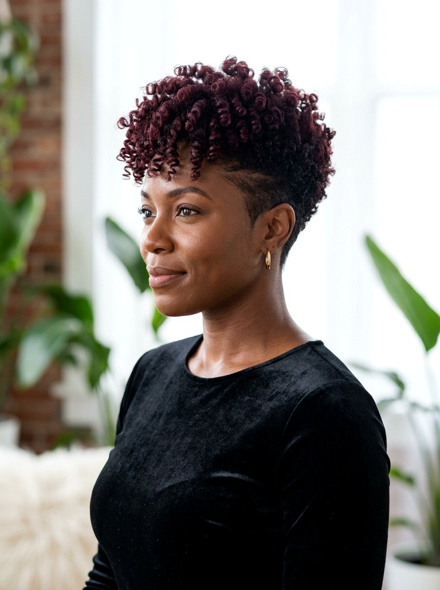 Burgundy Tapered Natural Haircut - 20 tapered natural haircut with color - 20 tapered natural haircut with color