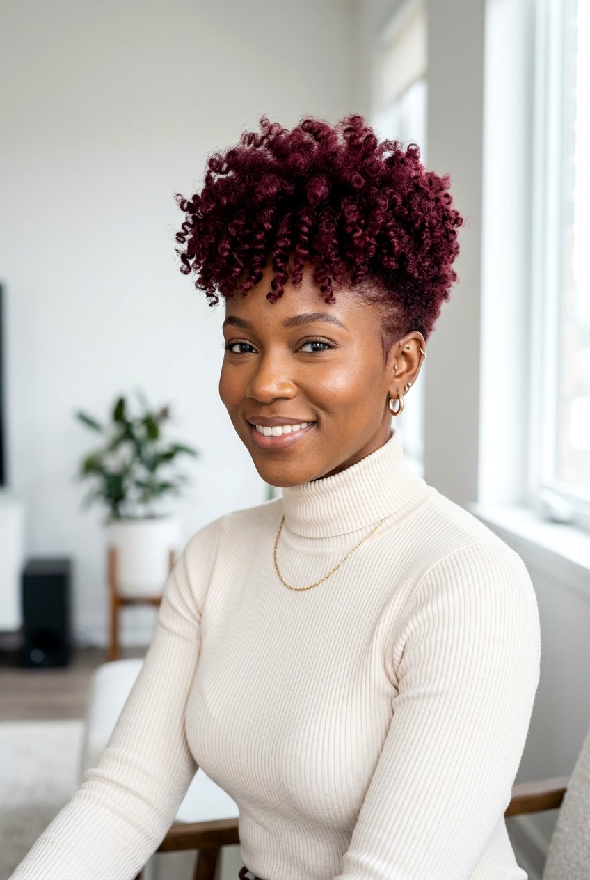 Burgundy Tapered TWA Cut - 20 burgundy twa hairstyle - 20 burgundy twa hairstyle