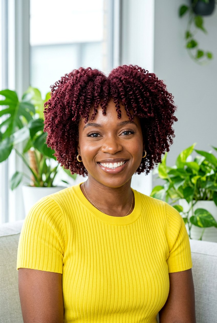 Burgundy Teeny Weeny Afro Coils - 20 burgundy twa hairstyle - 20 burgundy twa hairstyle
