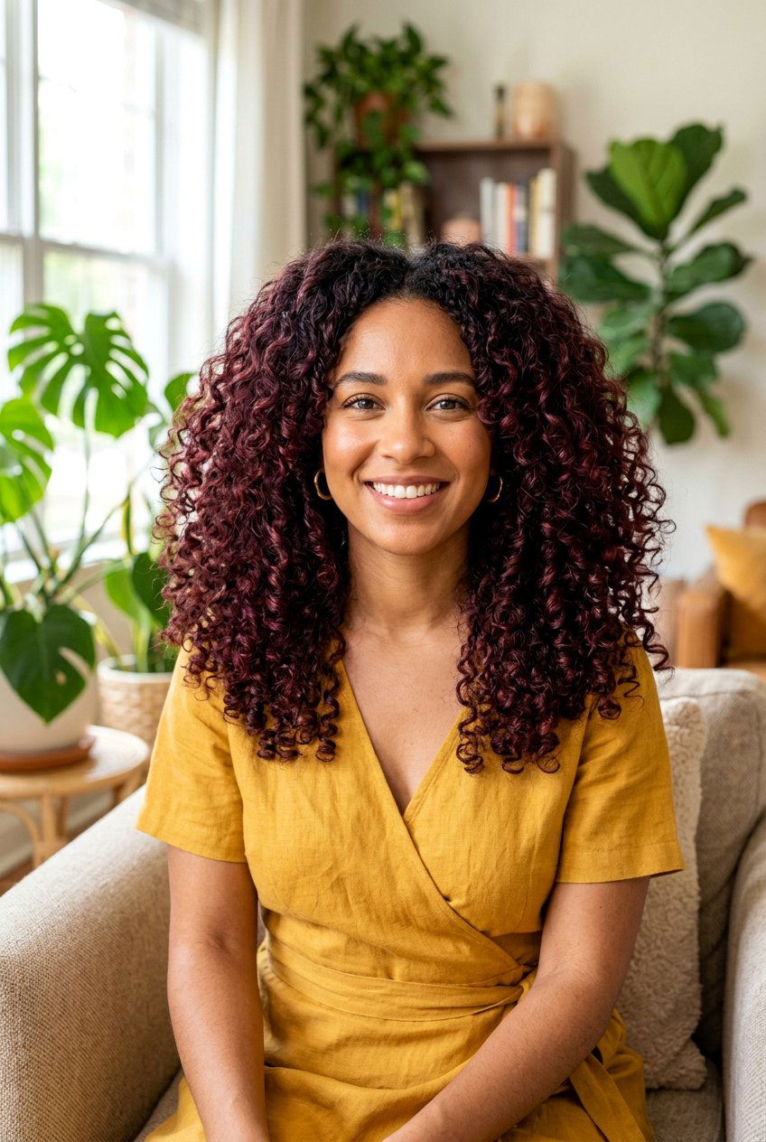 Burgundy Wine Balayage on Curly Hair - 20 burgundy wine balayage - 20 burgundy wine balayage