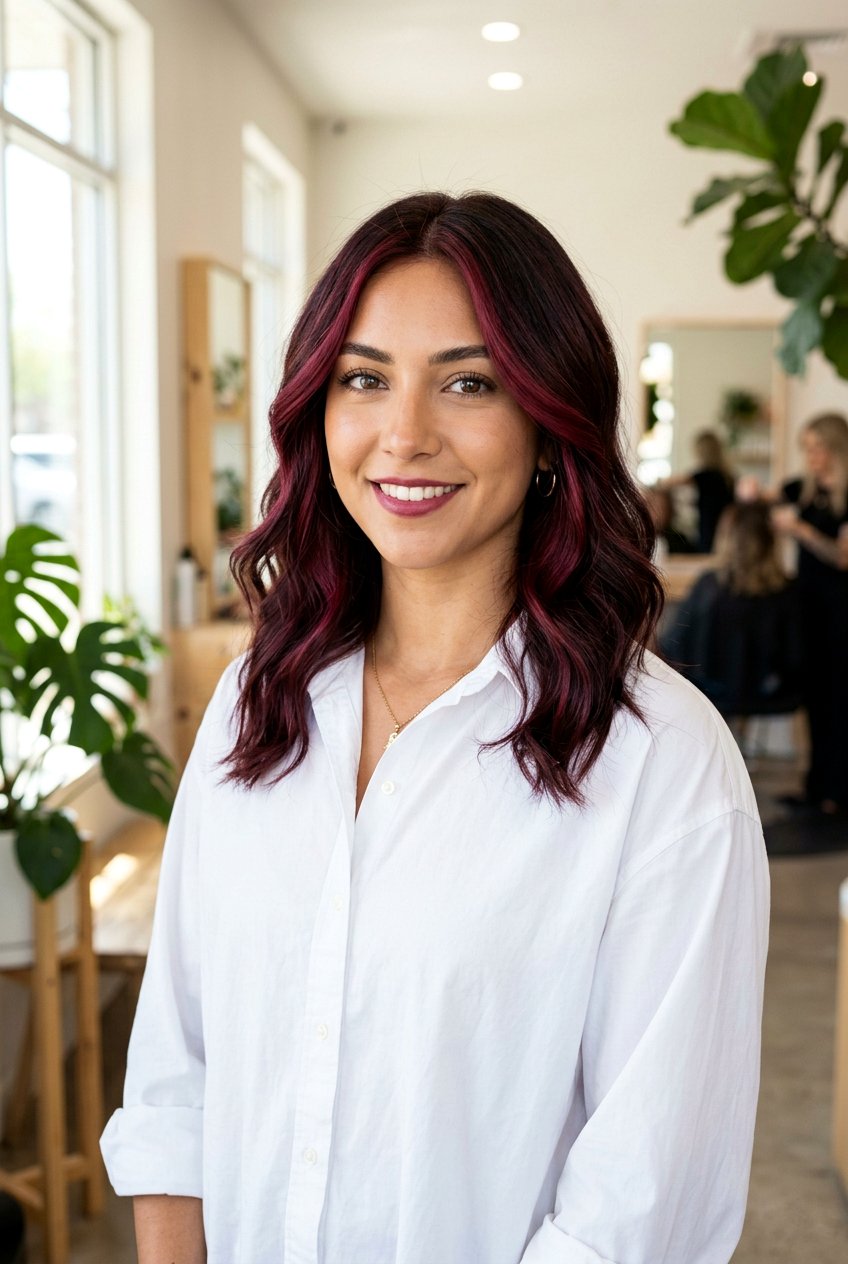 Burgundy Wine Balayage on Medium Length Hair - 20 burgundy wine balayage - 20 burgundy wine balayage