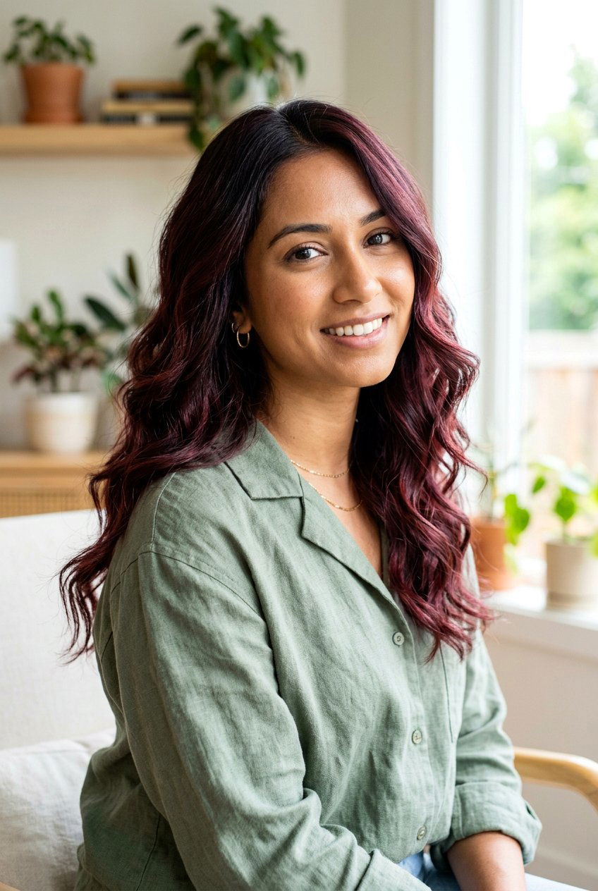 Burgundy Wine Balayage on Wavy Hair - 20 burgundy wine balayage - 20 burgundy wine balayage