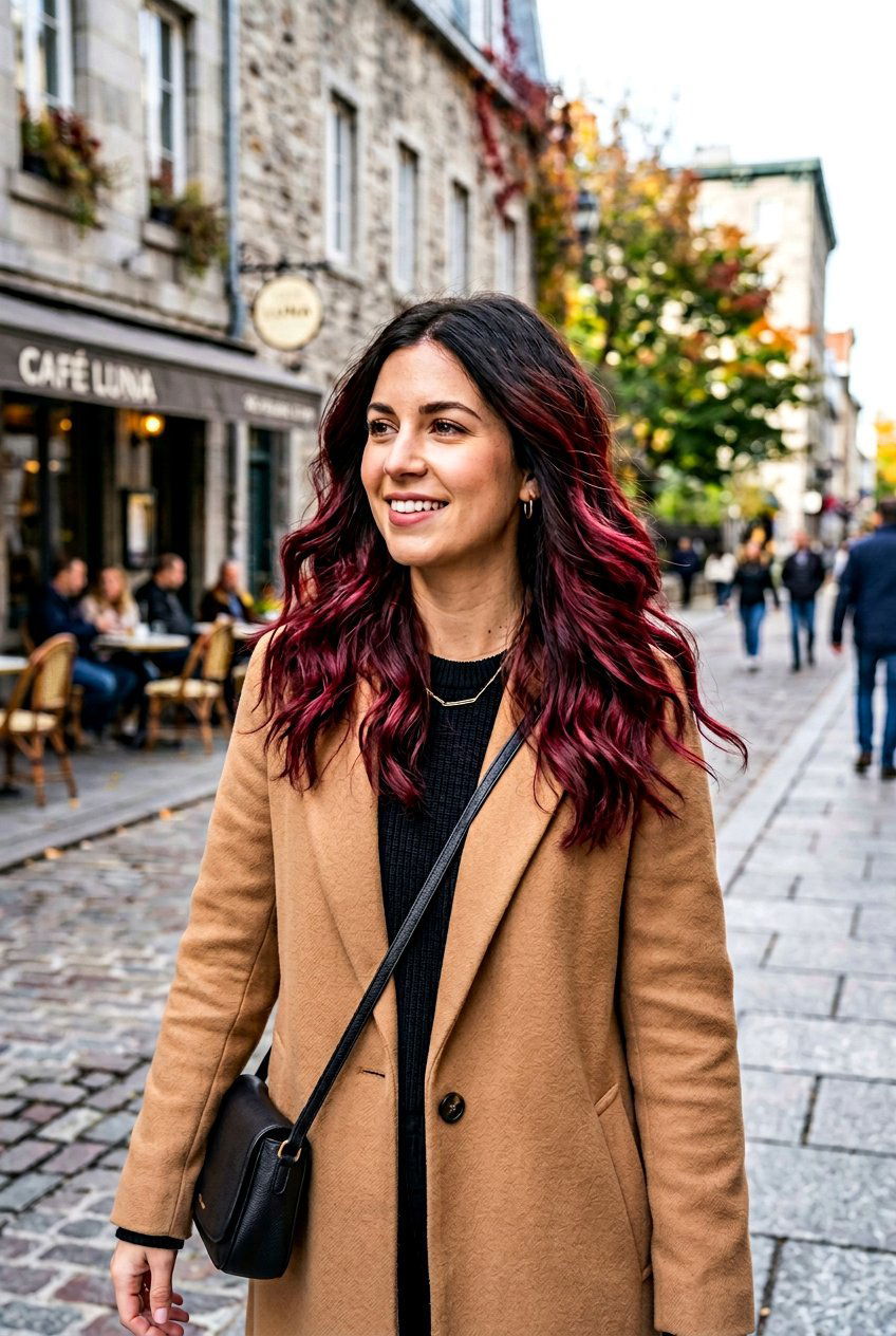Burgundy Wine Balayage with Dark Roots - 20 burgundy wine balayage - 20 burgundy wine balayage