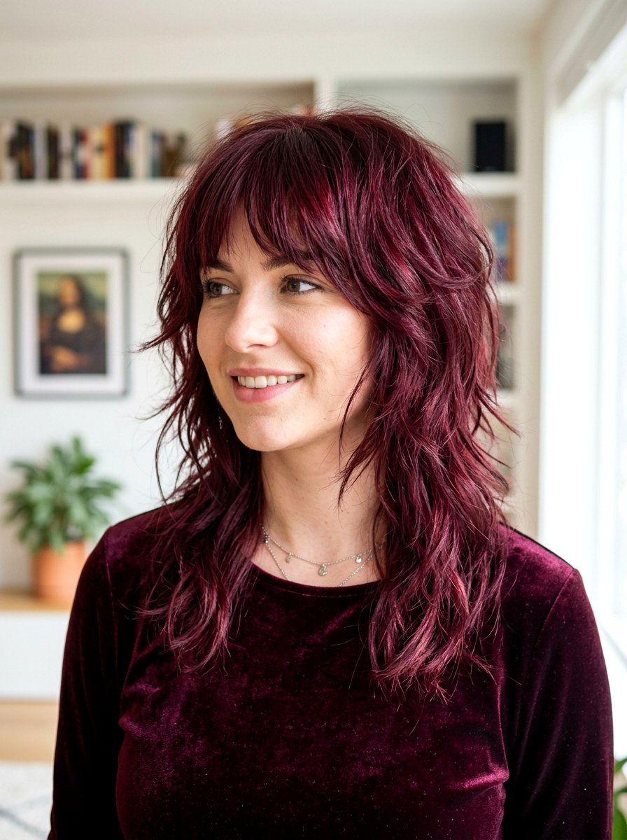 Burgundy Wolf Cut - 20 wolf cut hair color ideas - 20 wolf cut hair color ideas