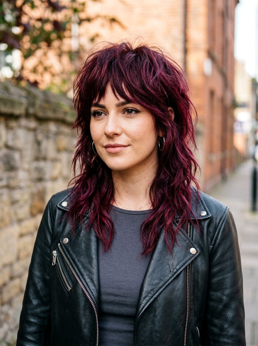 Burgundy Wolf Cut - 20 red wolf cut color ideas