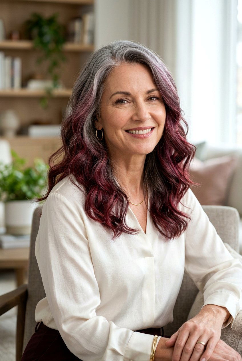 20 Gorgeous Burgundy Balayage Looks Perfect For Mature Women