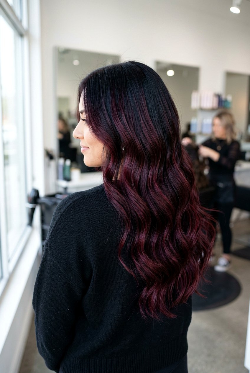 Burgundy balayage on black hair - 20 high contrast balayage hair - 20 high contrast balayage hair