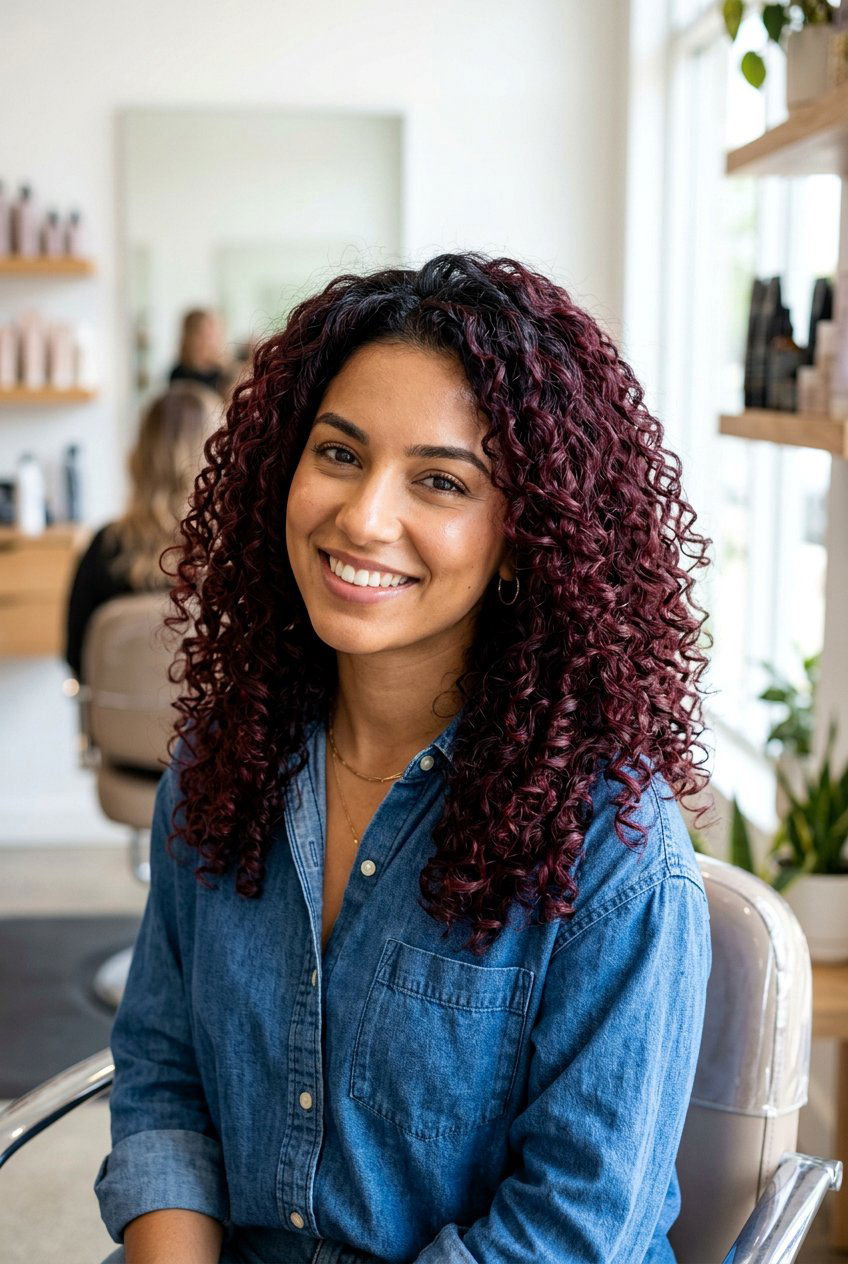 Burgundy balayage on curly hair - 20 burgundy balayage for mature women - 20 burgundy balayage for mature women