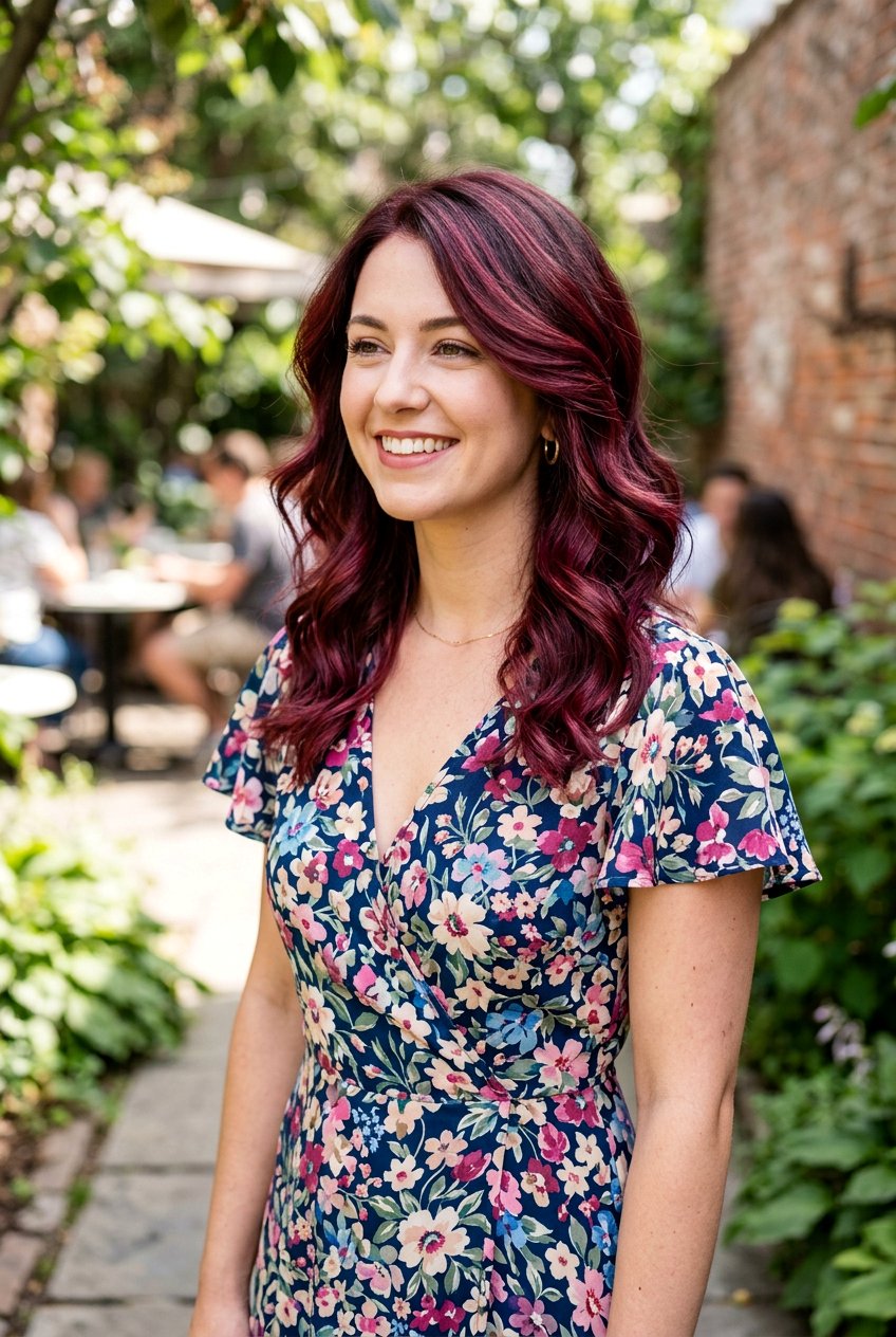 Burgundy balayage on medium length hair - 20 burgundy balayage for mature women - 20 burgundy balayage for mature women