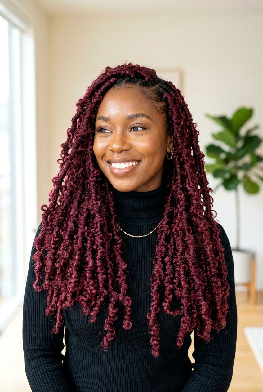 Burgundy butterfly locs - 20 butterfly locs hairstyles - 20 butterfly locs hairstyles