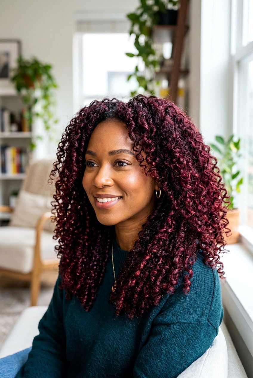 Burgundy curly hair - 20 hair color ideas for curly hair - 20 hair color ideas for curly hair