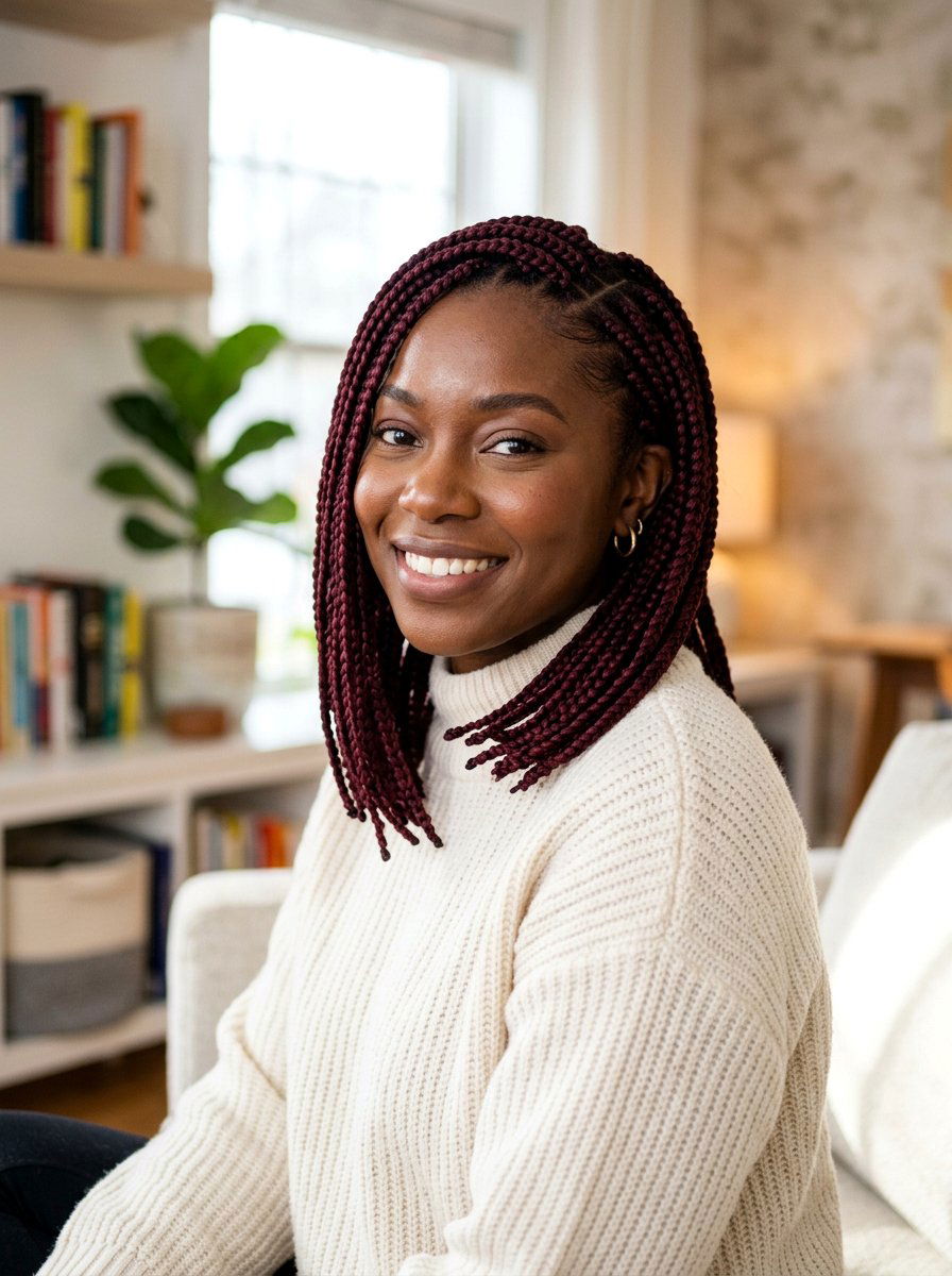 Burgundy shoulder length knotless braids - 20 shoulder length knotless braids - 20 shoulder length knotless braids