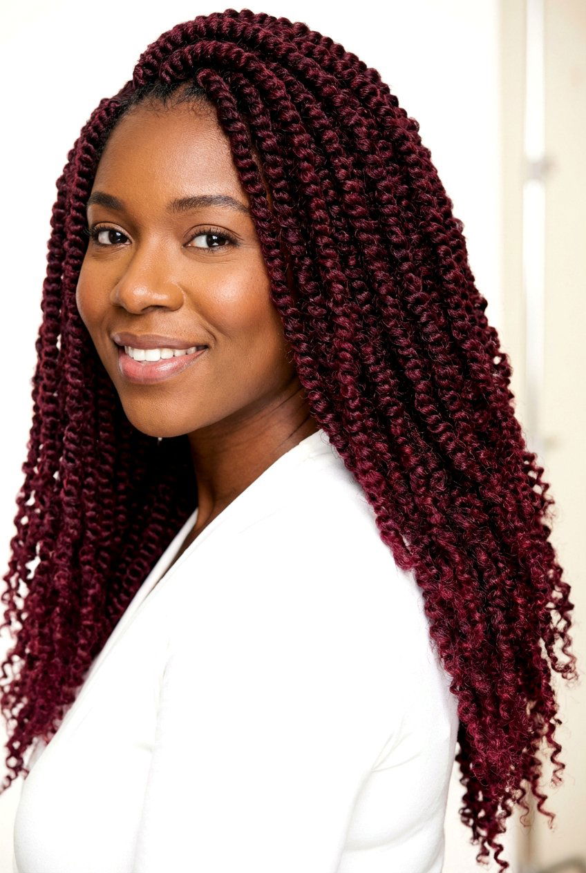 Burgundy spring twist - 20 spring twist hairstyles - 20 spring twist hairstyles