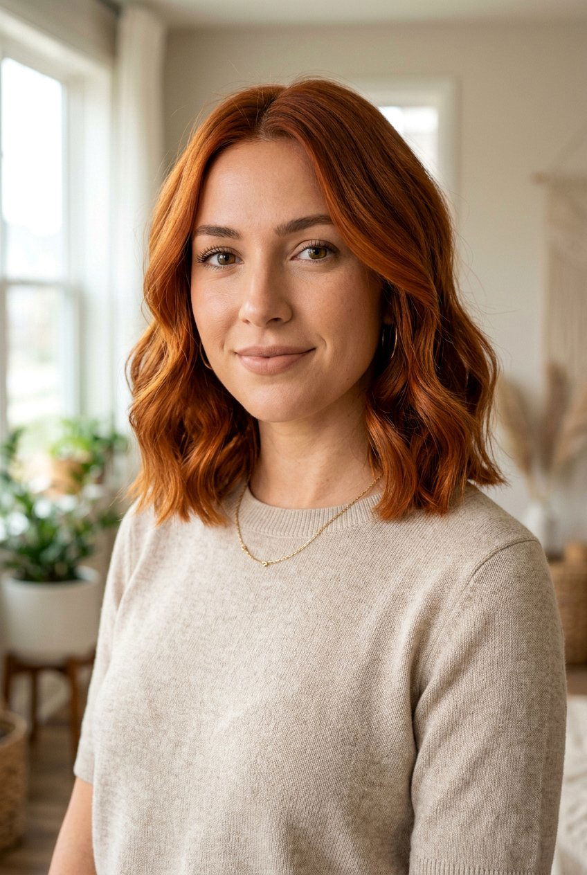 Burnt Copper Lob Haircut - 20 burnt copper hair color - 20 burnt copper hair color