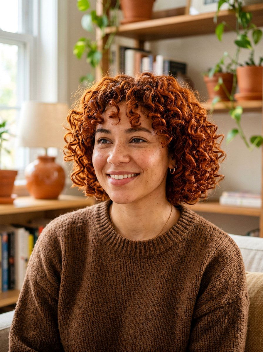 Burnt Orange Copper Curly Bob - 20 copper curly bob color ideas - 20 copper curly bob color ideas