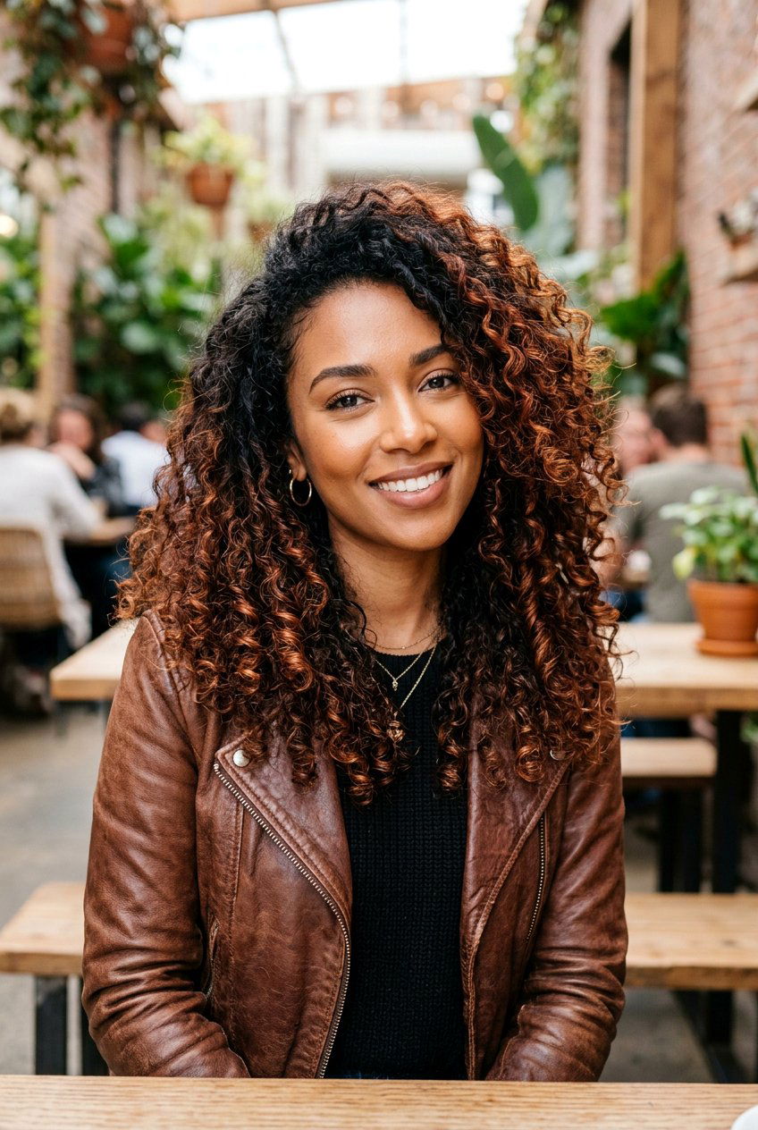 Burnt Sienna Copper Balayage - 20 copper balayage for curly hair women - 20 copper balayage for curly hair women