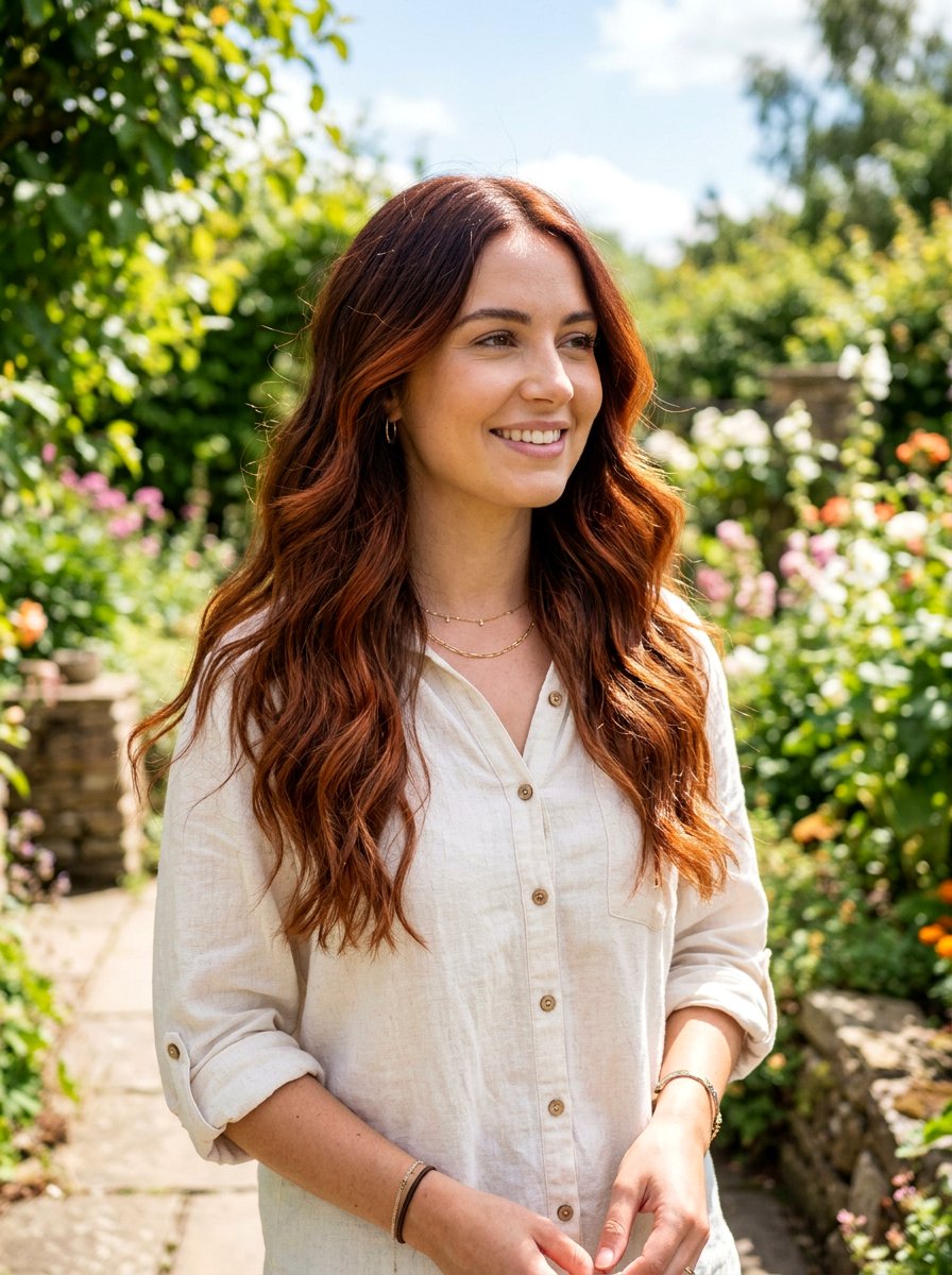 Burnt Sienna Red Gloss Balayage - 20 red gloss hair color ideas - 20 red gloss hair color ideas