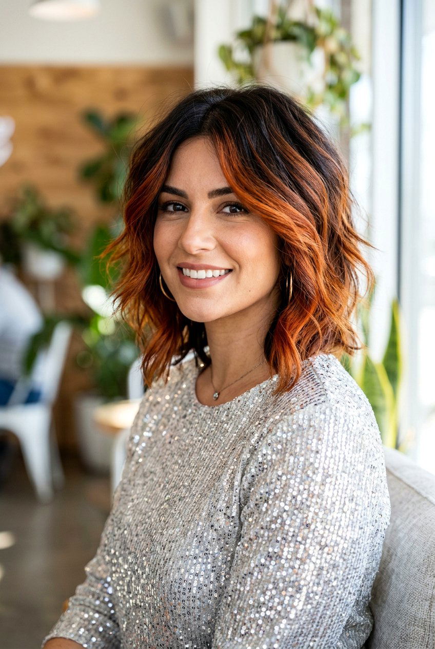 Burnt orange ginger balayage on dark hair - 20 ginger spice balayage on brunette hair - 20 ginger spice balayage on brunette hair