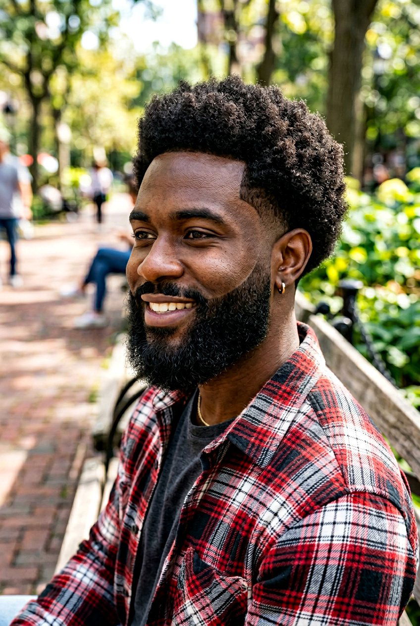 Burst Fade Afro With Beard - 20 burst fade afro haircut - 20 burst fade afro haircut