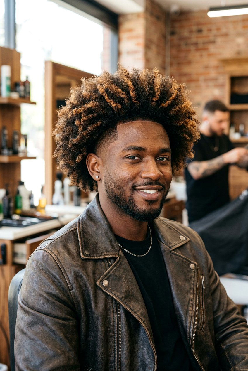 Burst Fade Afro With Color - 20 burst fade afro haircut - 20 burst fade afro haircut